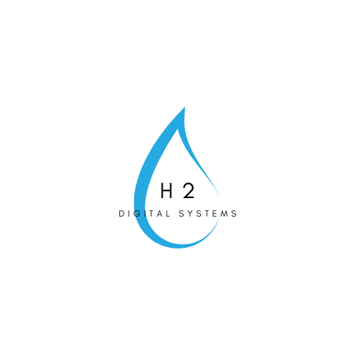 H2 Log H2 DIGITAL SYSTEMS LOGO MODERN LOGO WATER AI AIA